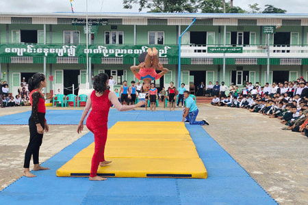 မြန်မာနိုင်ငံကျွမ်းဘားအဖွဲ့ချုပ်နှင့် ရှမ်းပြည်နယ် အားကစားနှင့်ကာယပညာဦးစီးဌာန ပူးပေါင်း၍ အားကစားအသိပညာပေး ဟောပြောပွဲနှင့် ကျွမ်းဘားအားကစားနည်းသရုပ်ပြပွဲအခမ်းအနားကျင်းပ