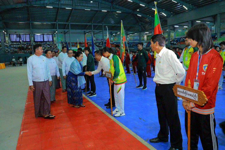 နိုင်ငံတော်စီမံအုပ်ချုပ်ရေးကောင်စီ အဖွဲဝင်များ ၂၀၂၃ ခုနှစ် ပြည်နယ်နှင့်တိုင်းဒေသကြီး ဖူဆယ်ပြိုင်ပွဲ ဖွင့်ပွဲအခမ်းအနားသို့ တက်ရောက်ကြည့်ရှုအားပေးသည့်သတင်း