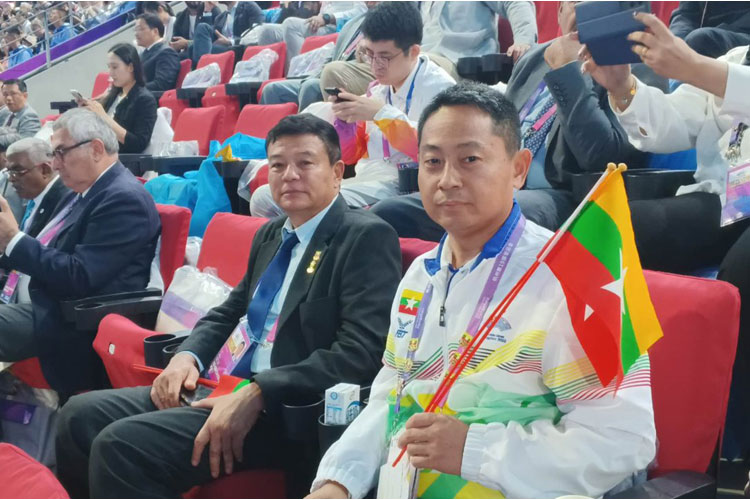 အားကစားနှင့်လူငယ်ရေးရာဝန်ကြီးဌာန ပြည်ထောင်စုဝန်ကြီး ဦးမင်းသိန်းဇံ၊ (၁၉)ကြိမ်မြောက် အာရှအားကစားပြိုင်ပွဲ ဖွင့်ပွဲအခမ်းအနားတက်ရောက်