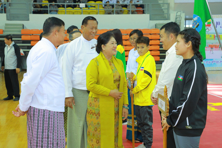 နိုင်ငံတော်စီမံအုပ်ချုပ်ရေးကောင်စီအဖွဲ့ဝင်များ ၂၀၂၃ ခုနှစ် ပြည်နယ်နှင့် တိုင်းဒေသကြီး ပိုက်ကျော်ခြင်းပြိုင်ပွဲ ဖွင့်ပွဲအခမ်းအနားသို့ တက်ရောက်ကြည့်ရှုအားပေး