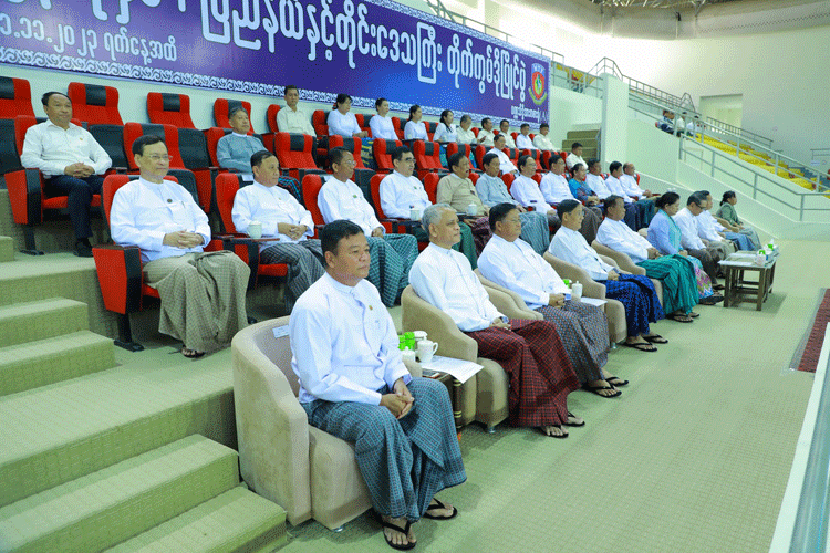 နိုင်ငံတော်စီမံအုပ်ချုပ်ရေးကောင်စီအဖွဲ့ဝင်များ ၂၀၂၃ ခုနှစ် ပြည်နယ်နှင့် တိုင်းဒေသကြီး တိုက်ကွမ်ဒိုပြိုင်ပွဲ ဖွင့်ပွဲအခမ်းအနား တက်ရောက်ကြည့်ရှုအားပေး