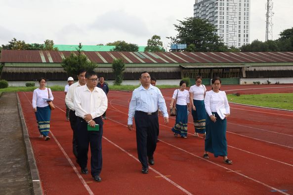 အားကစားနှင့်လူငယ်ရေးရာဝန်ကြီးဌာန၊ ဒုတိယဝန်ကြီး ဦးထိန်လင်း ရန်ကုန်တိုင်းဒေသကြီးအတွင်းရှိ အားကစားကွင်း/အားကစားရုံများအား လိုက်လံကြည့်ရှုစစ်ဆေး