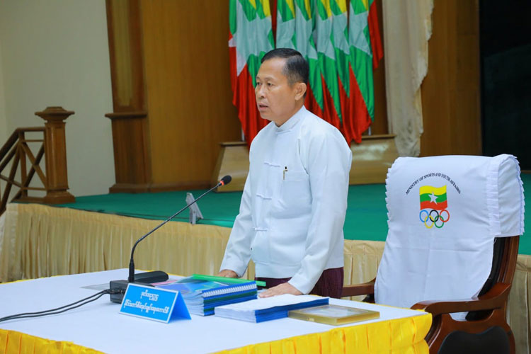 နိုင်ငံတော်စီမံအုပ်ချုပ်ရေးကောင်စီ ဒုတိယဥက္ကဋ္ဌ ဒုတိယဝန်ကြီးချုပ် ဒုတိယဗိုလ်ချုပ်မှူးကြီး စိုးဝင်း ၂ဝ၂၄ ခုနှစ် ပဉ္စမအကြိမ် အမျိုးသားအားကစားပွဲတော်ကျင်းပရေးဦးစီးကော်မတီ စတုတ္ထအကြိမ် အစည်းအဝေးသို့ တက်ရောက်အမှာစကားပြောကြား