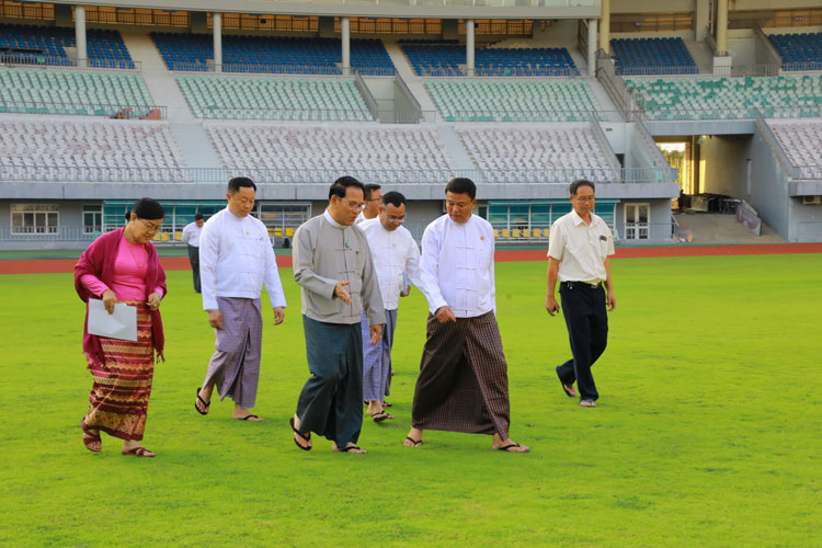 ပြည်ထောင်စုဝန်ကြီး ဦးမောင်မောင်အုန်းနှင့် ဦးမင်းသိန်းဇံတို့ ပဉ္စမအကြိမ် အမျိုးသားအားကစားပွဲတော် ဖွင့်ပွဲ/ပိတ်ပွဲအခမ်းအနား ကျင်းပမည့်နေရာများ ကြည့်ရှုစစ်ဆေး