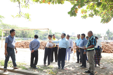 အားကစားနှင့်လူငယ်ရေးရာဝန်ကြီးဌာန ဒုတိယဝန်ကြီး ဦးထိန်လင်း ရန်ကုန်မြို့ရှိအားကစားကွင်း/အားကစားရုံများအားလိုက်လံကြည့်ရှုစစ်ဆေး၍ စခန်းသွင်း အားကစားသမားများကို တွေ့ဆုံအမှာစကားပြောကြား