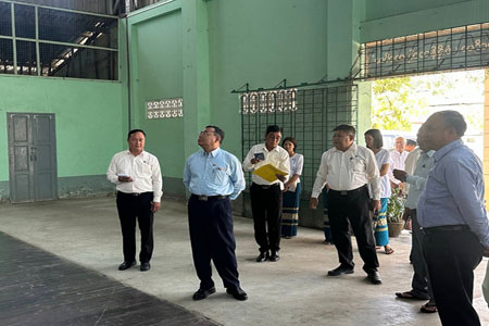 အားကစားနှင့်လူငယ်ရေးရာဝန်ကြီးဌာန ဒုတိယဝန်ကြီး ဦးထိန်လင်း ဧရာဝတီတိုင်းဒေသကြီး အတွင်းရှိ အားကစားကွင်း/အားကစားရုံများ လိုက်လံကြည့်ရှုစစ်ဆေး