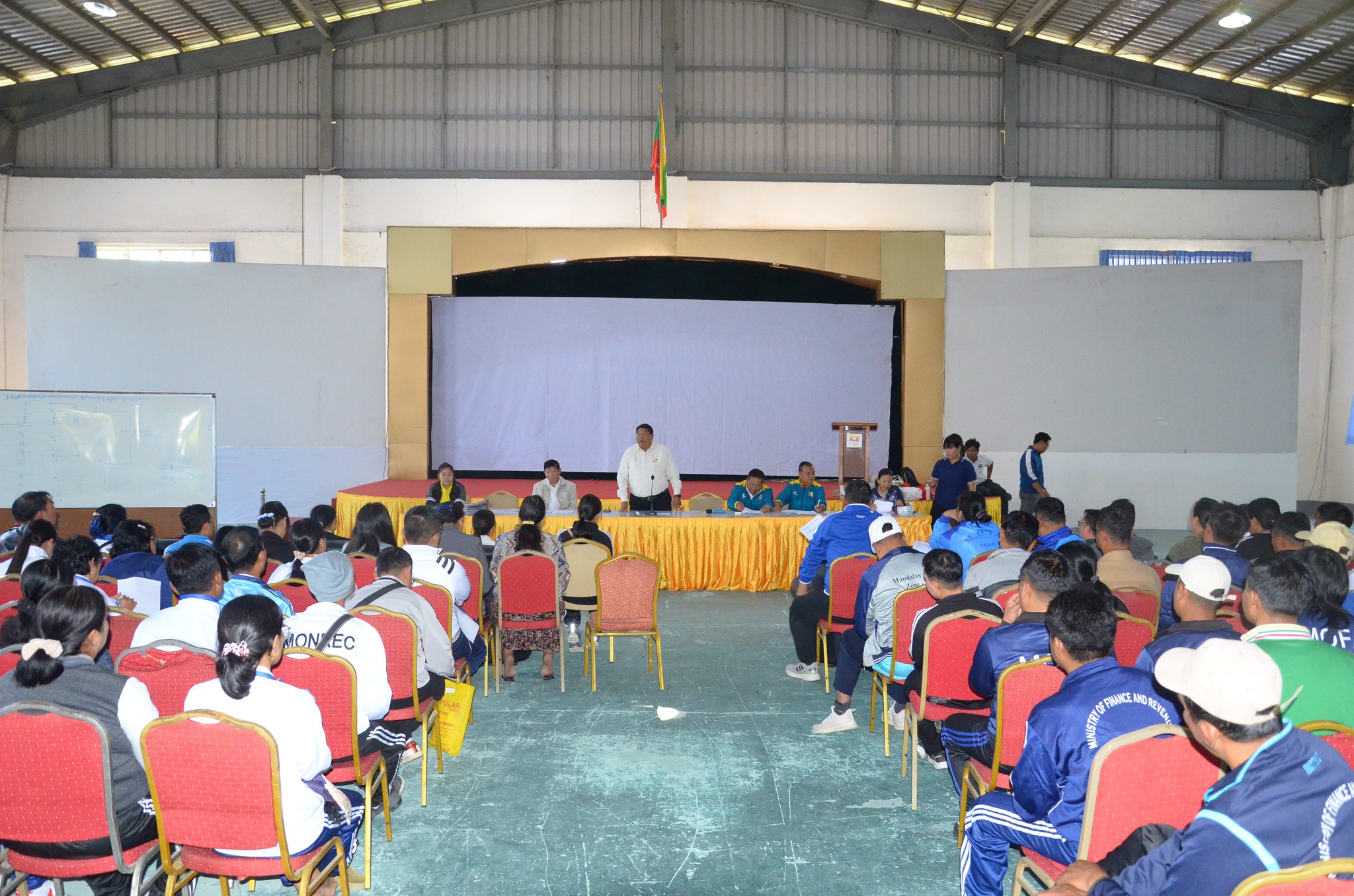 ၂၀၂၆ ခုနှစ်၊ (၇၈)နှစ်မြောက် လွတ်လပ်ရေးနေ့အထိမ်းအမှတ် ဝန်ကြီးဌာနပေါင်းစုံ လွန်ဆွဲ(အမျိုးသား/အမျိုးသမီး)ပြိုင်ပွဲနှင့် ထုပ်ဆီးတိုး(အမျိုးသမီး)ပြိုင်ပွဲများ အောင်မြင်စွာ ကျင်းပပြုလုပ်နိုင်ရေးအတွက် အသင်းအုပ်ချုပ်သူများနှင့် ပေါင်းစပ်ညှိနှိုင်းအစည်းအဝေးကျင်းပ