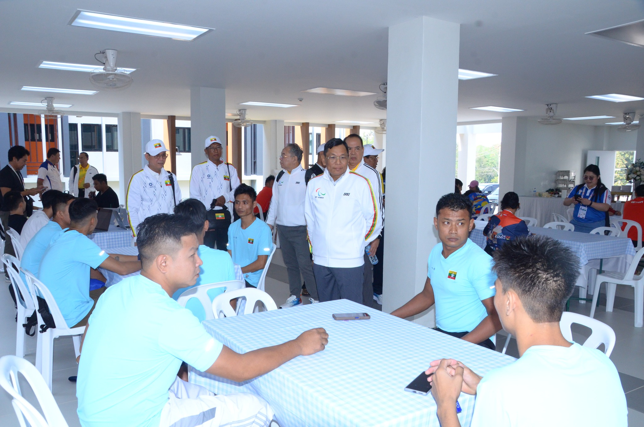 မြန်မာနိုင်ငံမသန်စွမ်းအားကစားအဖွဲ့ချုပ် ဥက္ကဋ္ဌ ဗိုလ်ချုပ်လှမိုး 13th Asean Para Games ပြိုင်ပွဲ ဝင်ရောက်ယှဉ်ပြိုင်မည့် မြန်မာနိုင်ငံမသန်စွမ်းအားကစားအဖွဲ့များ၏ တည်းခိုနေထိုင် စားသောက်နေမှုအား လိုက်လံကြည့်ရှုစစ်ဆေးခြင်းနှင့် တွေ့ဆုံအားပေးစကားပြောကြား