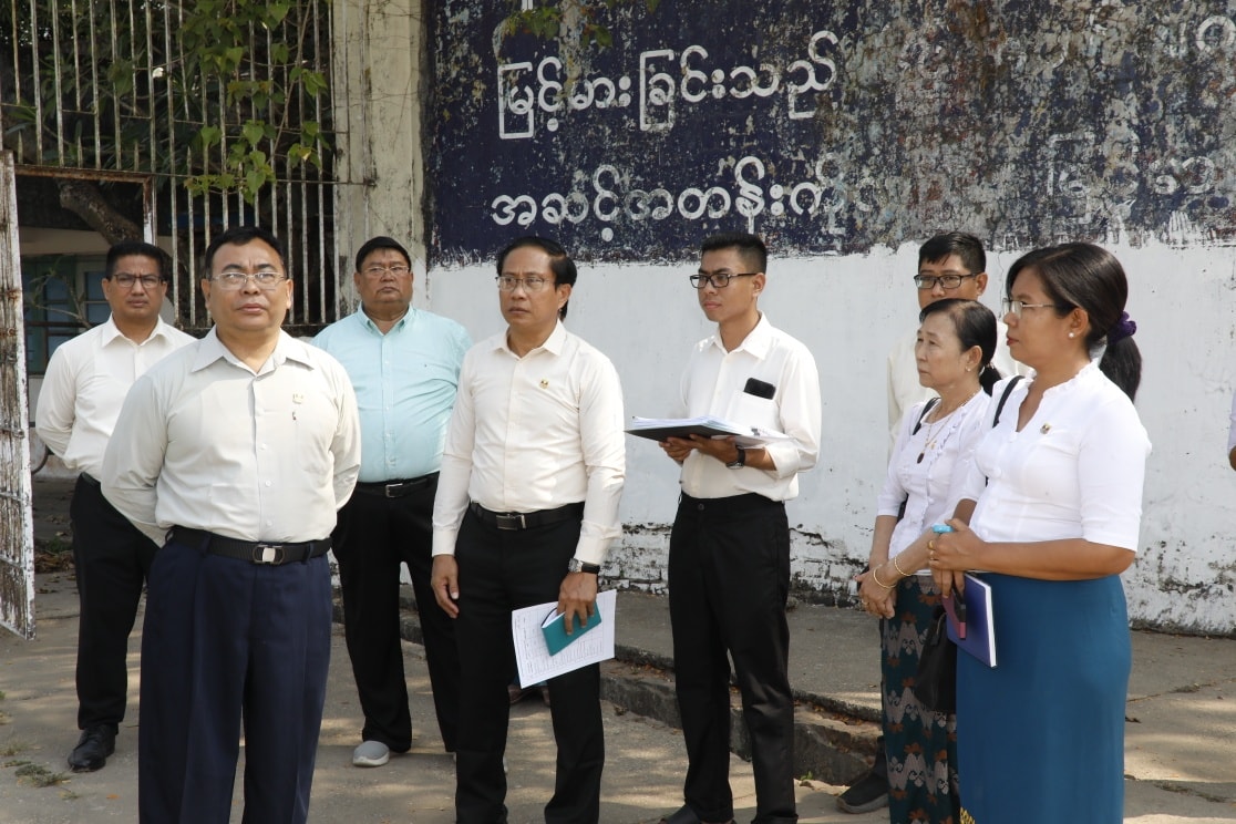 အားကစားနှင့်လူငယ်ရေးရာဝန်ကြီးဌာန၊ ဒုတိယဝန်ကြီး ဦးထိန်လင်း ရန်ကုန်မြို့ရှိ အောင်ဆန်း အားကစားပြိုင်ပွဲဝင်းအား အဆင့်မြင့်တည်ဆောက်နိုင်ရေး ကြည့်ရှုစစ်ဆေး